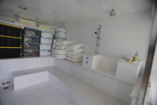 A wet room on Epstein's property.