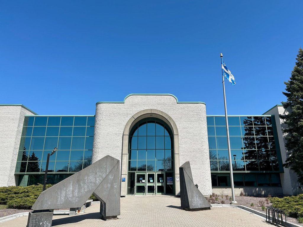 The Longueuil, Que., provincial courthouse is seen on Monday, April 22, 2024. THE CANADIAN PRESS/Sidhartha Banerjee.