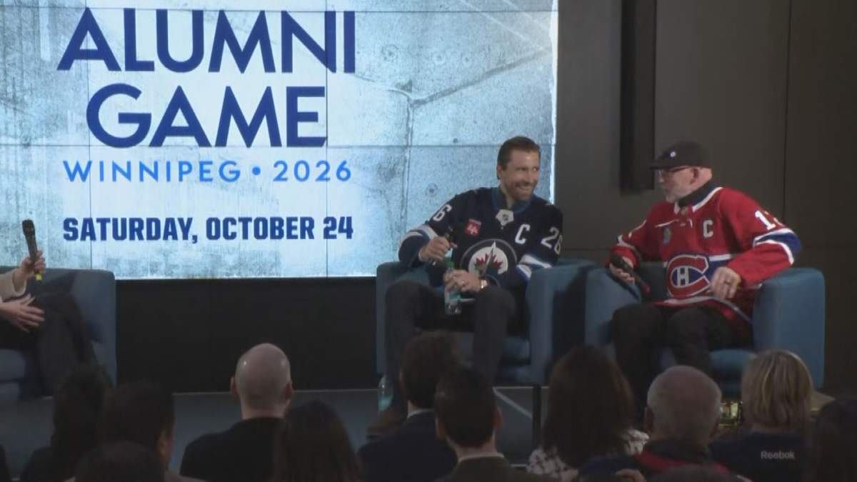 Blake Wheeler and Mike Keane are in attendance to announce the Alumni Game at the 2026 Heritage Classsic.