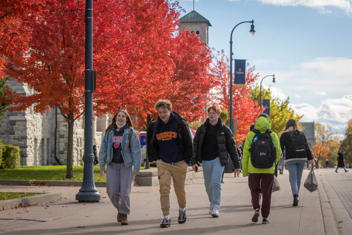 Students walk on Queen's University campus in Kingston, Ontario on Wednesday November 3, 2021. 