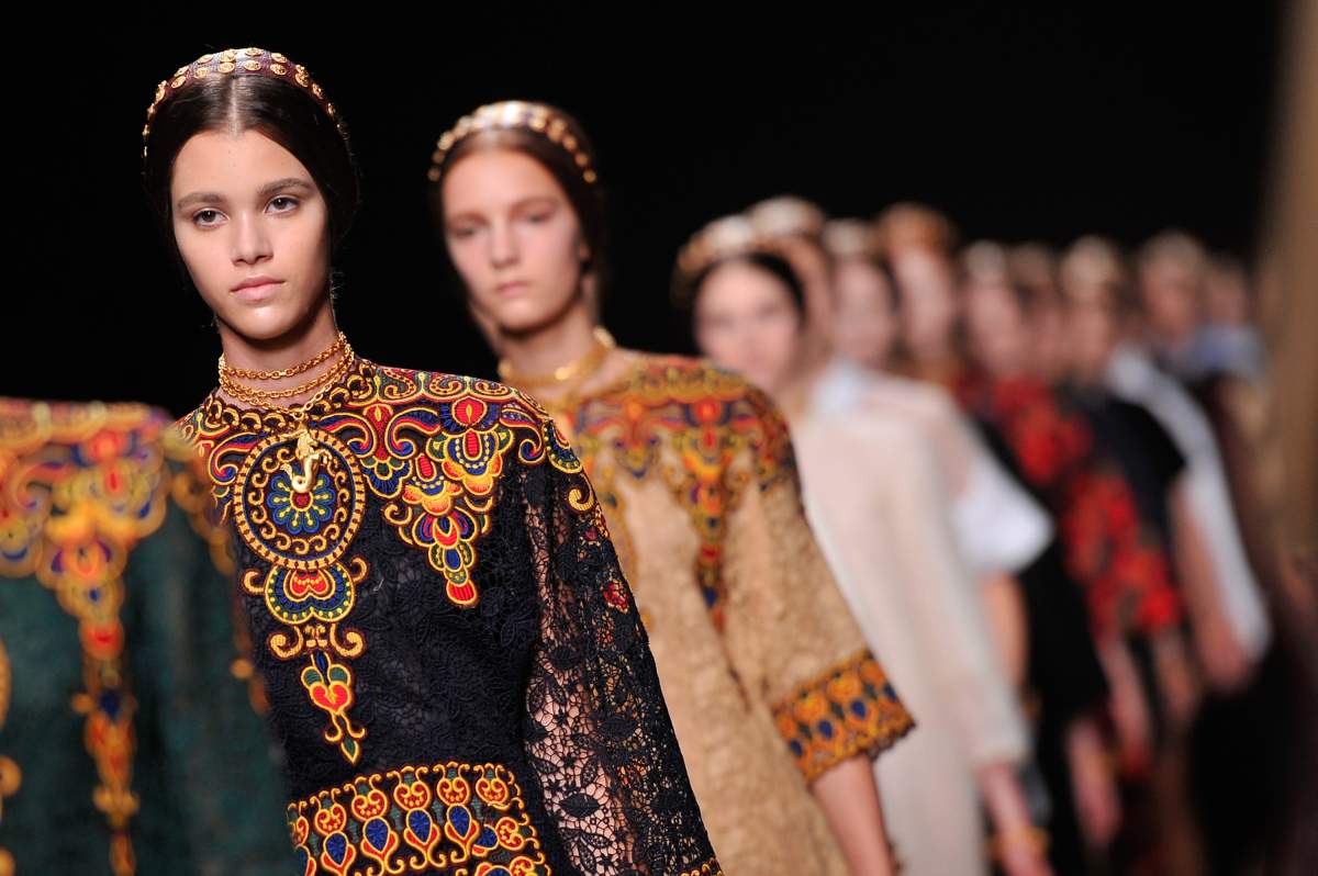 FILE - A model displays a creation for Valentino Spring-Summer 2014 Ready-To-Wear collection show held at Espace Ephemere Tuileries in Paris, France on October 1, 2013.