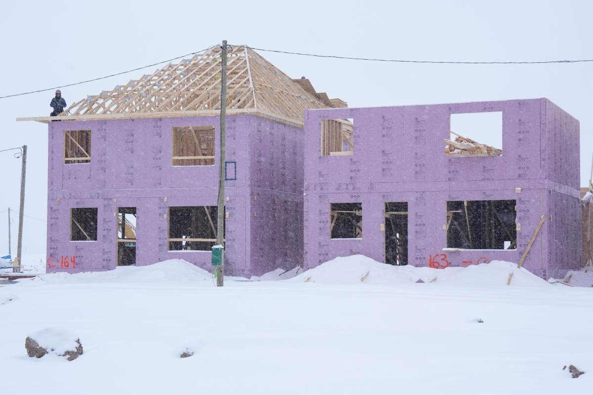 A new housing project is shown under construction in Milton, Ont., on Feb. 20, 2025.