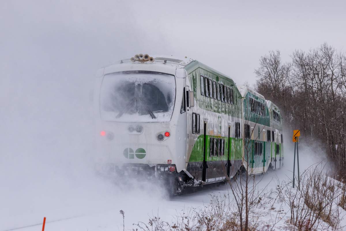 A VIA Rail train struck a snowplow in Scarborough, causing major VIA and GO Transit delays. No injuries were reported and tracks have since reopened.