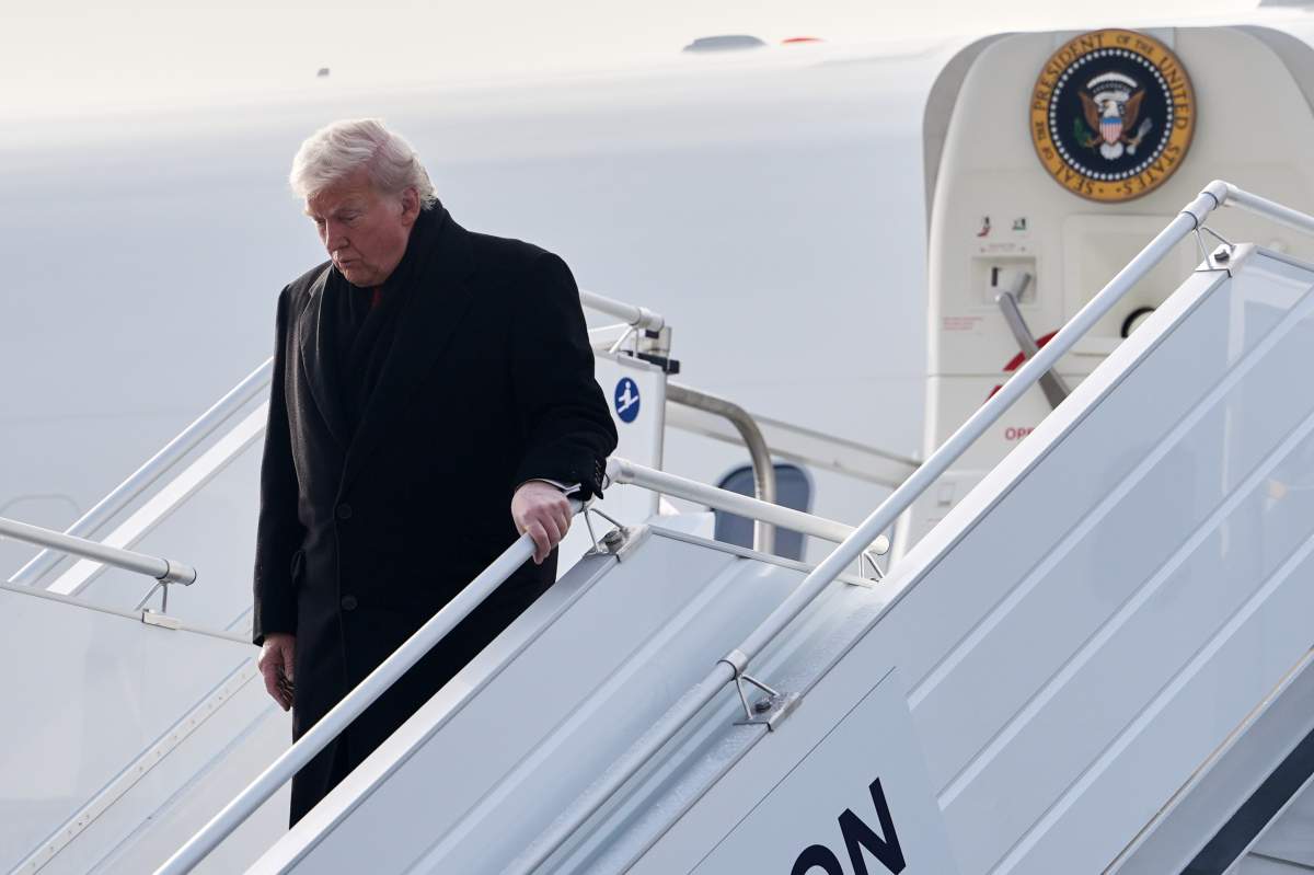 President Donald Trump arrives at Zurich International Airport for the World Economic Forum, Wednesday, Jan. 21, 2026.