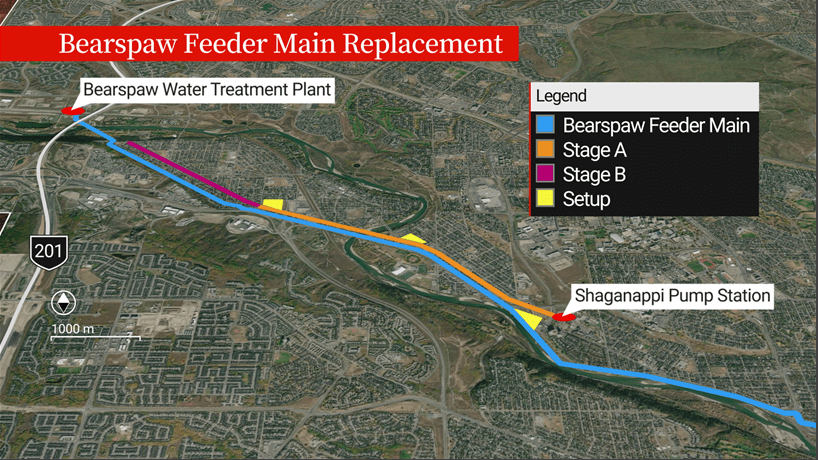 A map of the Bearspaw feeder main replacement project.