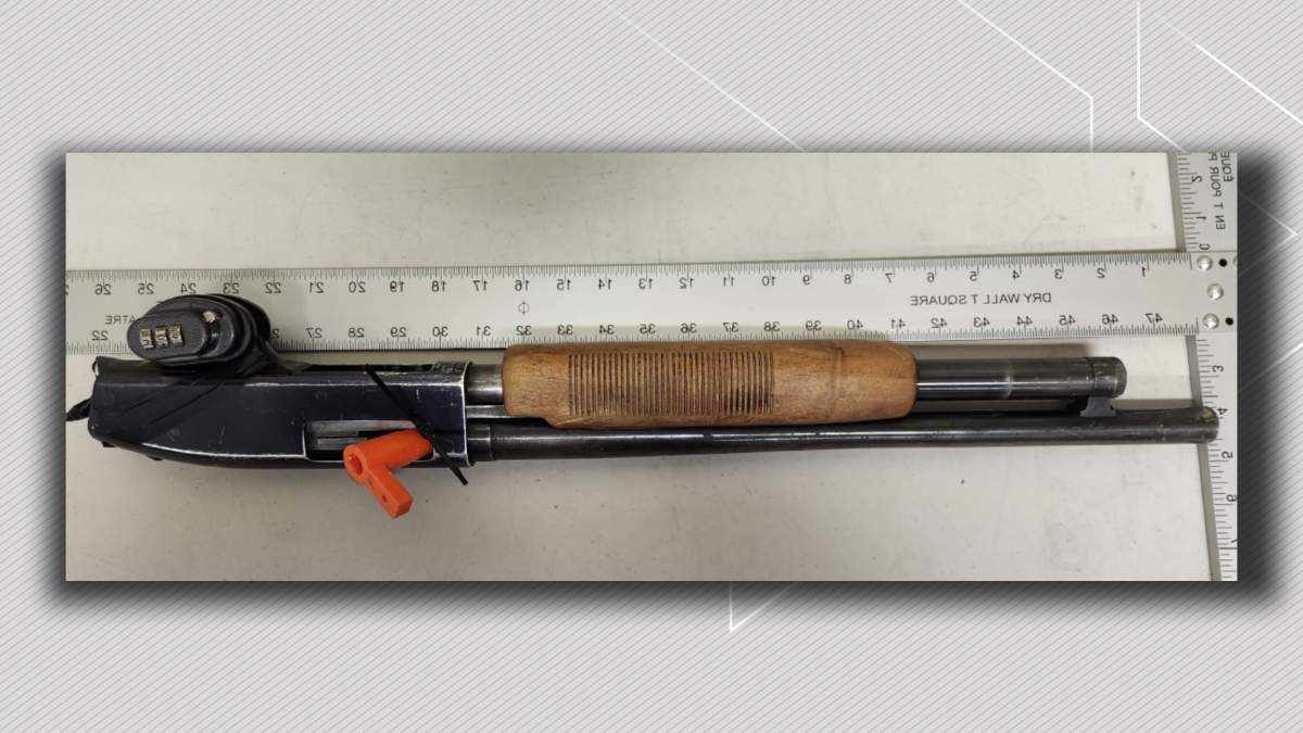 A modified shotgun seized by RCMP following a carjacking and police pursuit from Two Hills to Cold Lake, Alta. on Jan. 22, 2026.
