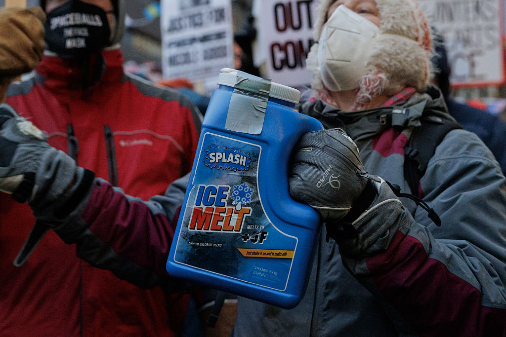 Protesters participate in a ‘Stop ICE Terror’ rally against Immigration and Customs Enforcement, in Minneapolis, Minn., on Jan. 20, 2026.