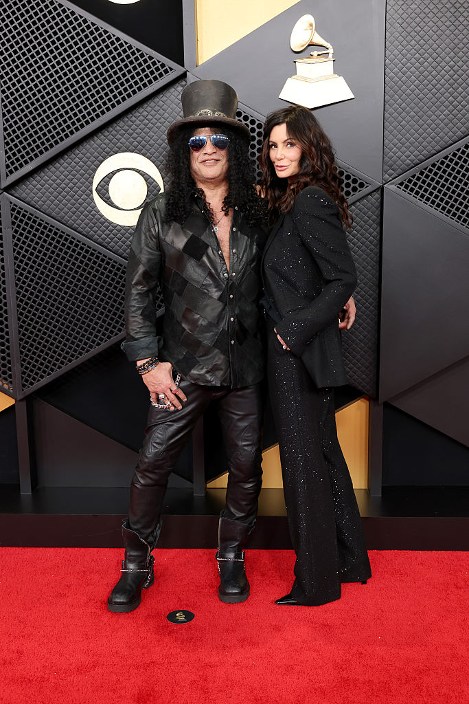(L-R) Slash and Meegan Hodges attend the 68th GRAMMY Awards at Crypto.com Arena on February 01, 2026 in Los Angeles, California.