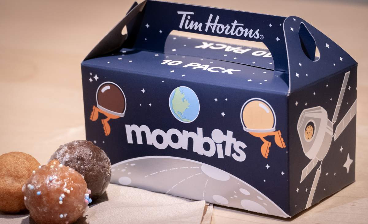Tim Hortons will release "Moonbits" boxes for a 10-pack of Timbits at participating restaurants in London, Ont., to celebrate Jeremy Hansen's long-awaited moon trip. 