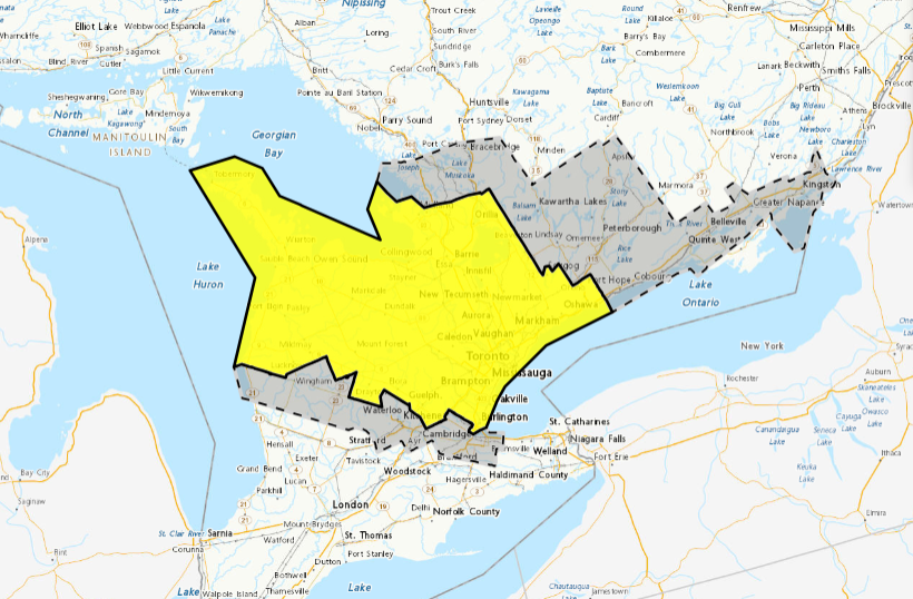 Toronto, surrounding GTA, under a snowfall warning Monday morning.