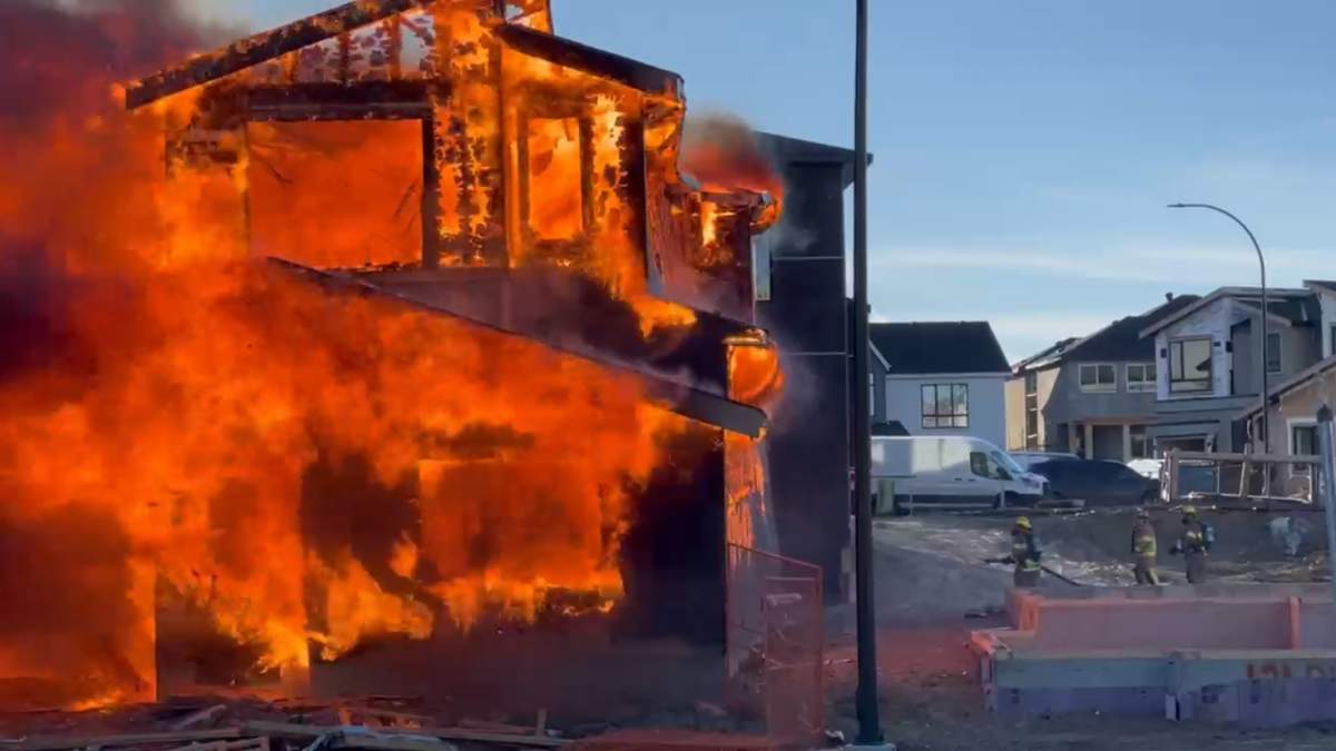 Firefighters from three departments were called out to a massive house fire in Conrich, just east of Calgary on Thursday afternoon.