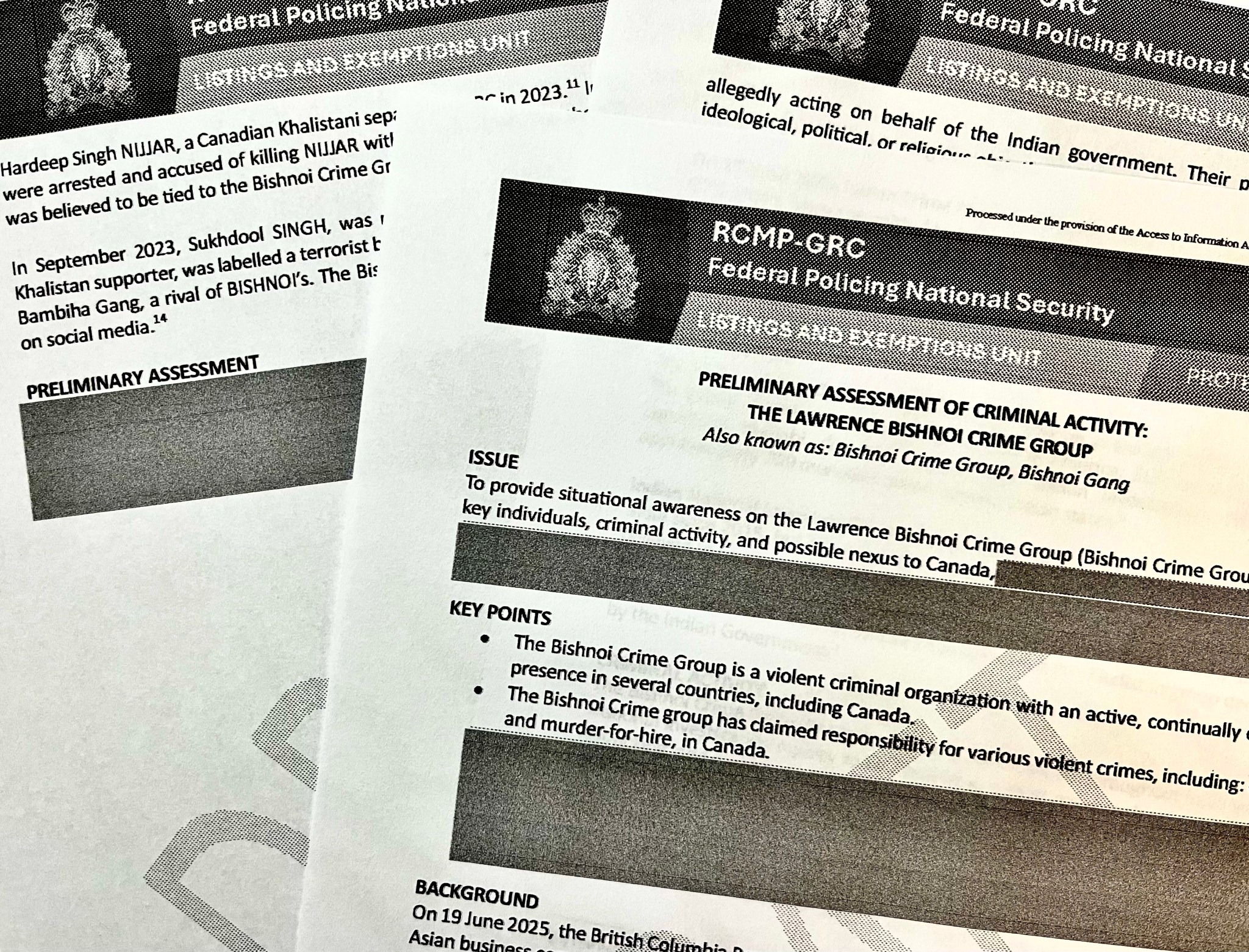 RCMP report on the Lawrence Bishnoi gang and its alleged ties to the government of India.