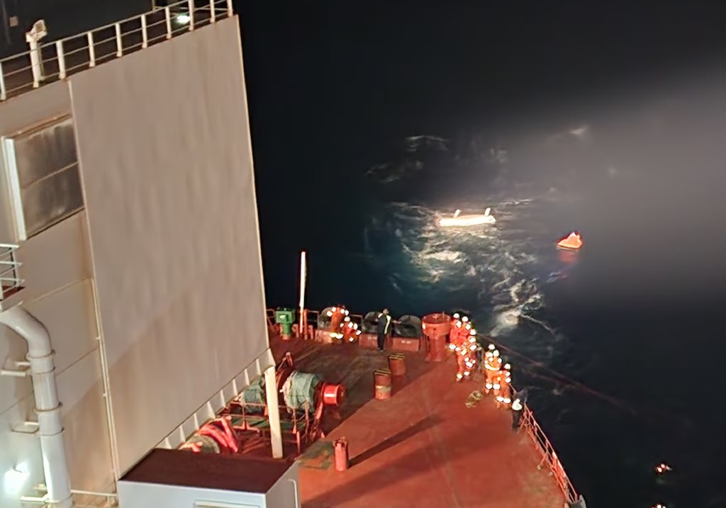 Benoit Bourguet was rescued was rescued after his boat capsized in the Atlantic Ocean east of Puerto Rico.