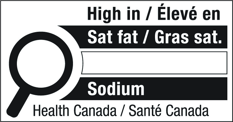 Health Canada’s front-of-package nutrition symbol, which will appear on foods high in saturated fat, sugars or sodium starting in 2026.