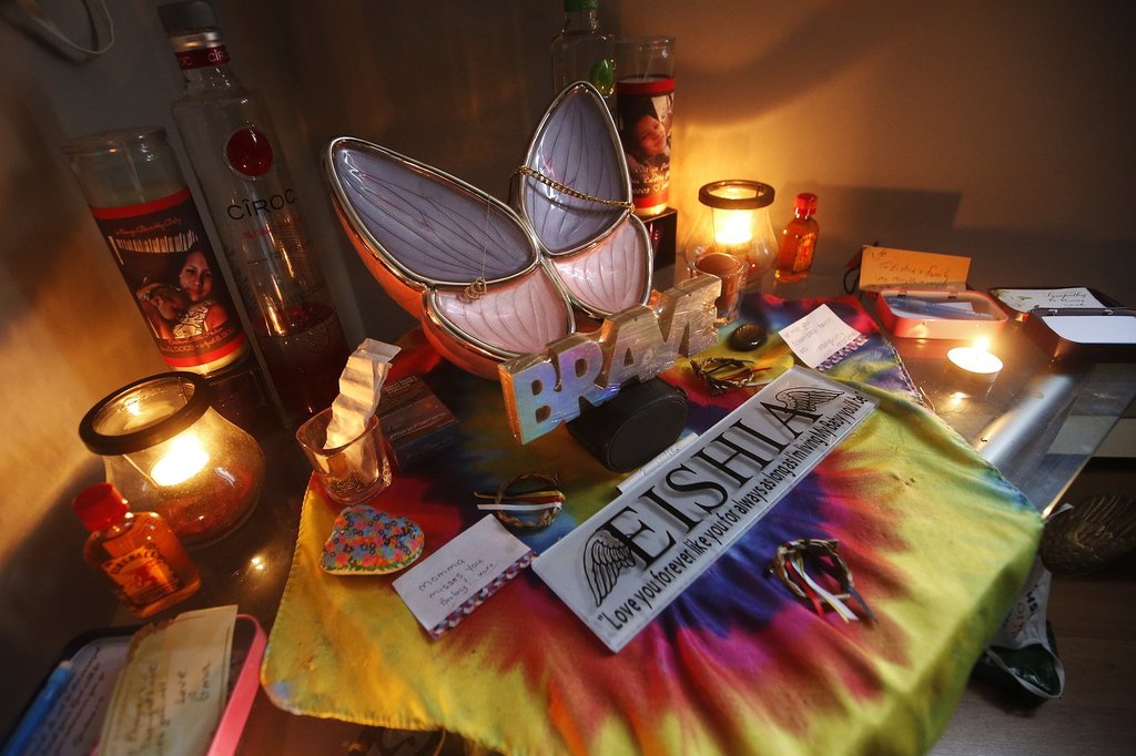A memorial to Eishia Hudson is shown in her mother, Christie Zebrasky's home in Winnipeg, Friday, Dec. 11, 2020. THE CANADIAN PRESS/John Woods.