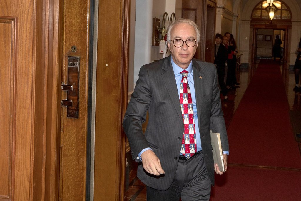 Then B.C. Conservative Leader John Rustad leaves the house following question period at the B.C. Legislature in Victoria, on Wednesday, Dec. 3, 2025. 