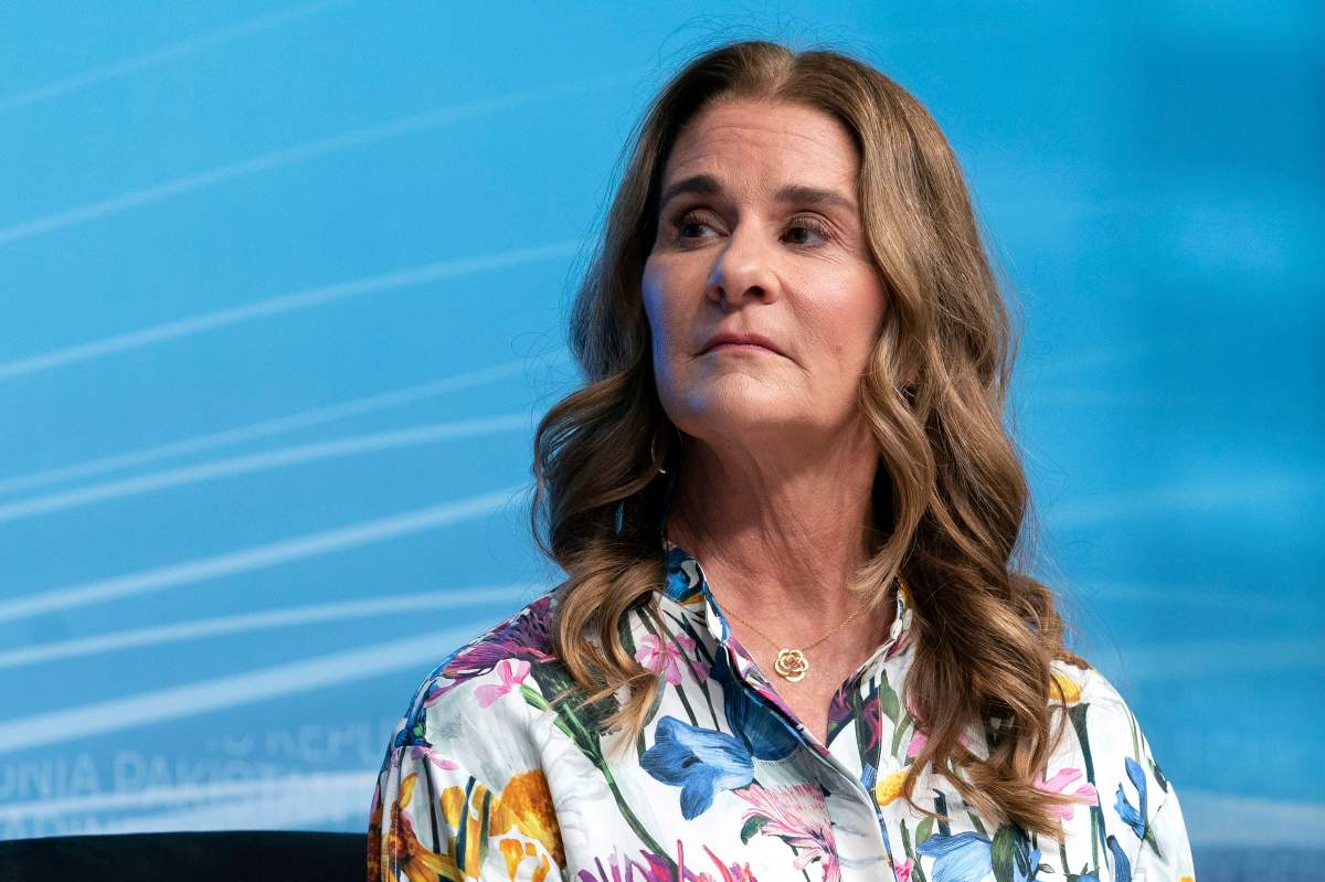 Melinda French Gates speaks at the Empowering Women as Entrepreneurs and Leaders forum during the World Bank/IMF Spring Meetings at the International Monetary Fund (IMF) headquarters in Washington on April 13, 2023.