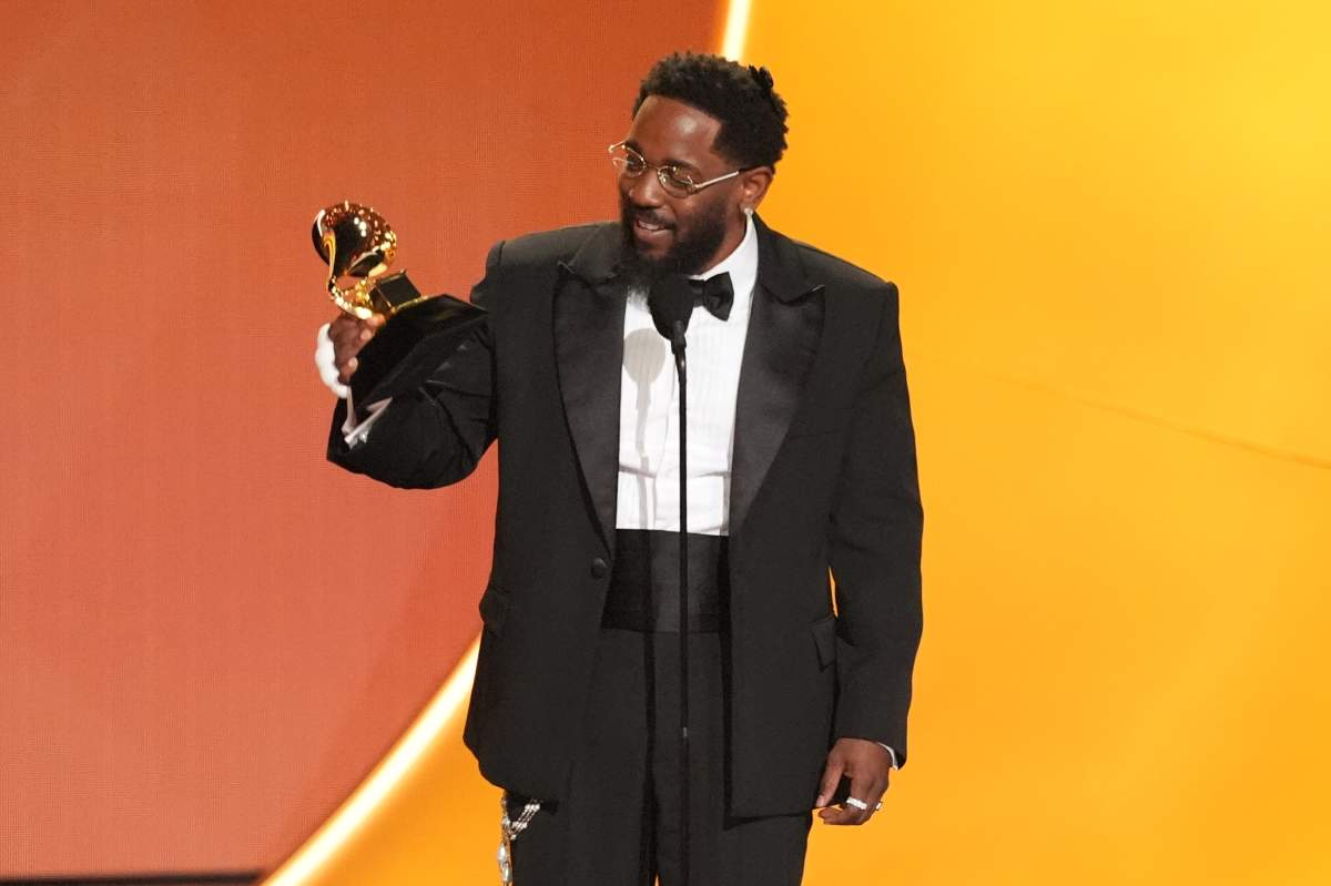 Kendrick Lamar accepts the award for best rap album for 'GNX' during the 68th annual Grammy Awards on Sunday, Feb. 1, 2026, in Los Angeles.