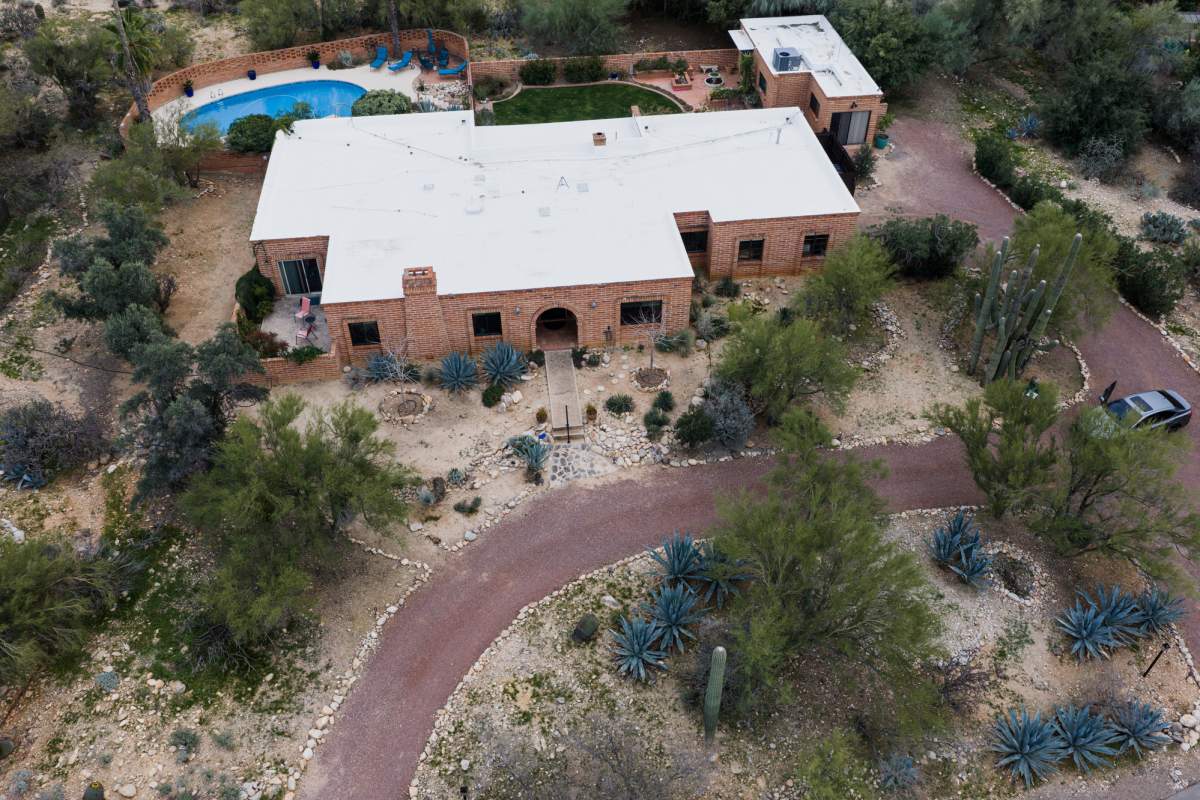 The home of Nancy Guthrie, the missing mother of 'Today' show host Savannah Guthrie, is seen from above, Thursday, Feb. 5, 2026, in Tucson, Ariz.