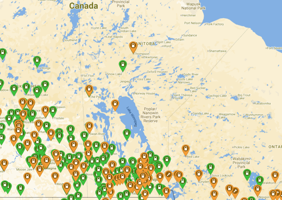Plugshare.com map showing electric vehicle charging stations