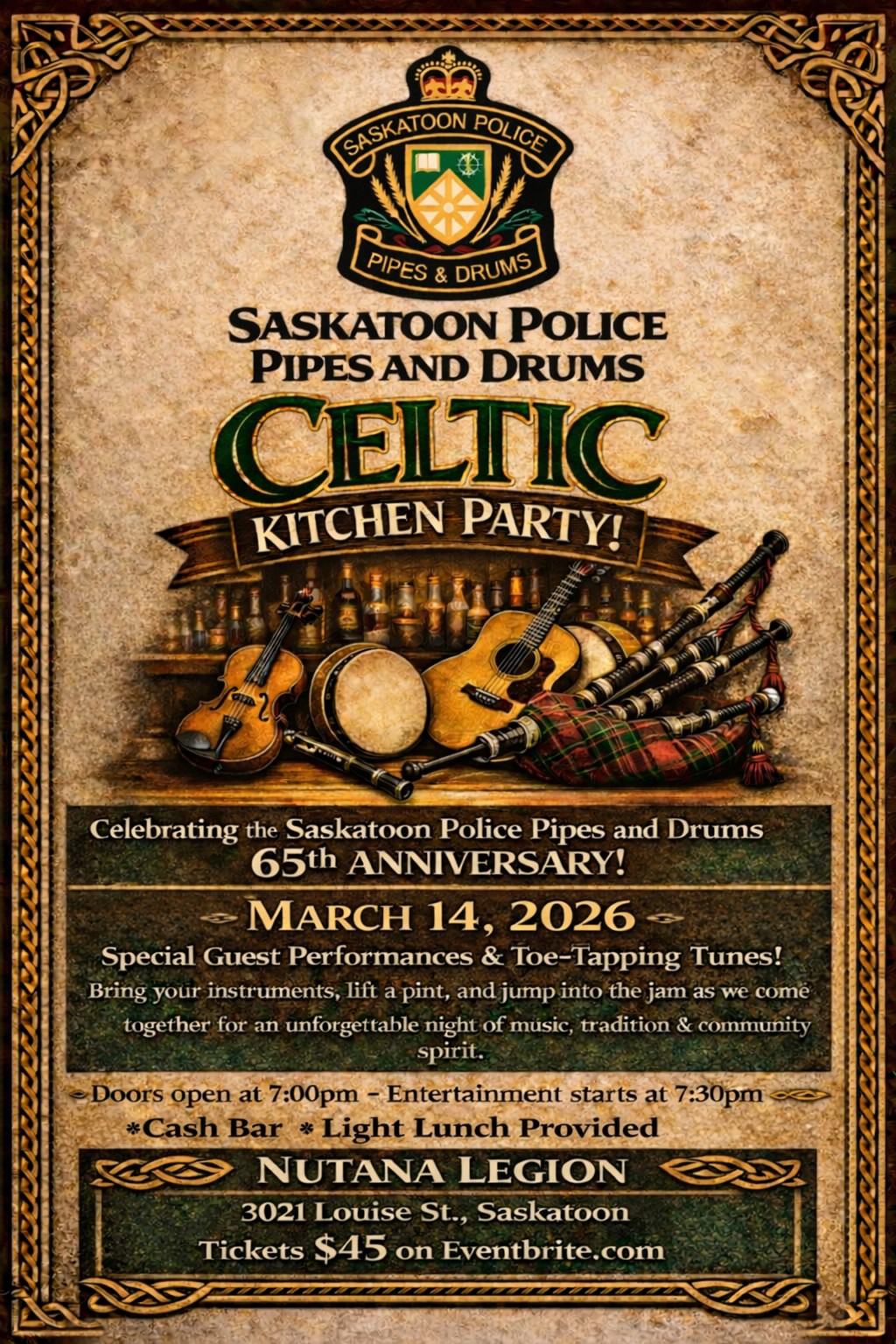 Saskatoon Police Pipes and Drums 65th Anniversary Celtic Kitchen Party - image