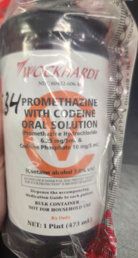The product, which looks like an approved pharmaceutical medication and is labelled as “promethazine with codeine oral solution,” contains an extremely potent opioid, protonitazene and benzodiazepine.