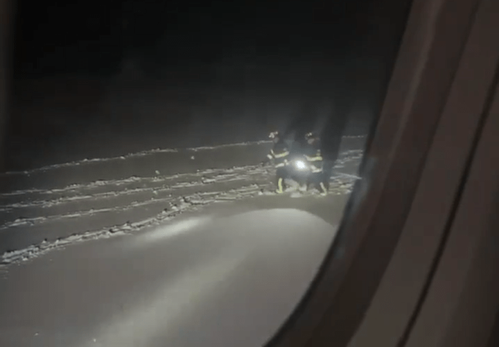 Image of emergency crews attending the Porter Airlines plane that became “disabled” after landing at Halifax Stanfield International Airport from Toronto on Feb. 11, 2026.