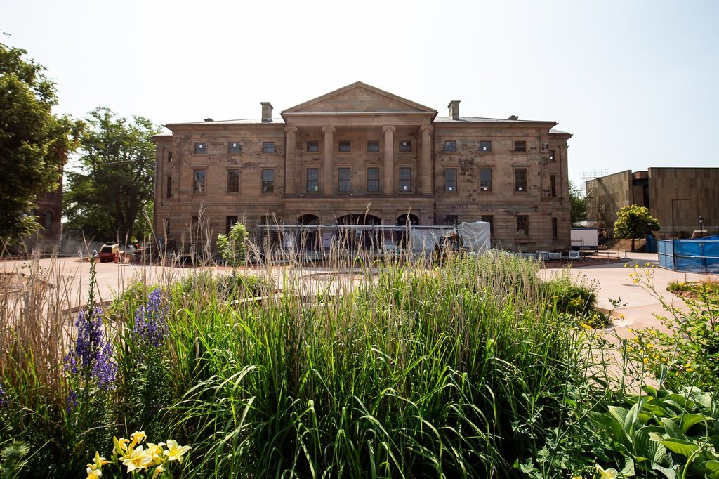 Province House National Historic Site, the home of the Prince Edward Island provincial legislature, is seen in Charlottetown, Wednesday, Jul 23, 2025. THE CANADIAN PRESS/Giordano Ciampini.