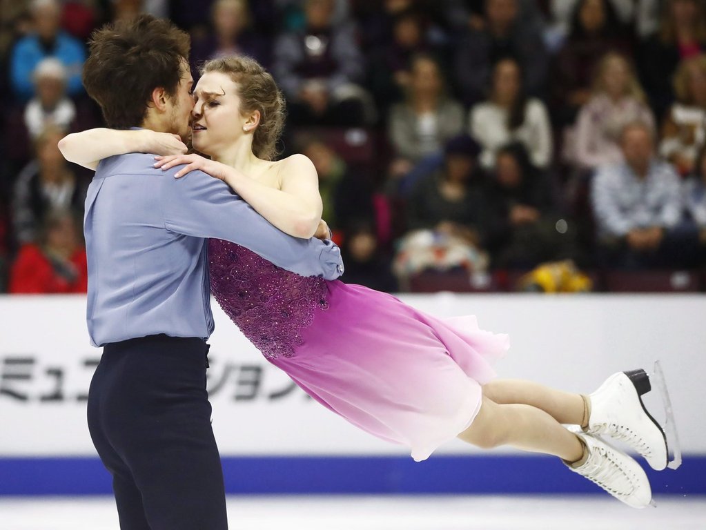 Canada's Alexandra Paul and Mitchell Islam perform in the Ice Dance Free Skating Program during the 2016 Skate Canada International competition in Mississauga, Ont., on Saturday, October 29, 2016. 