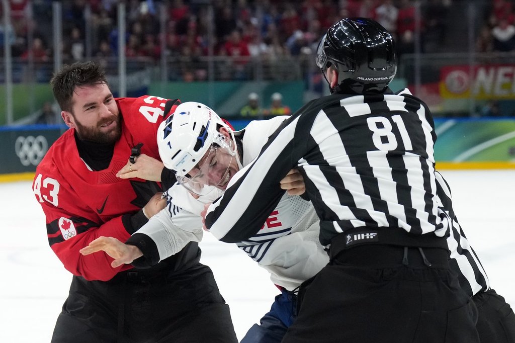 Canada’s Tom Wilson drops the gloves at Olympics