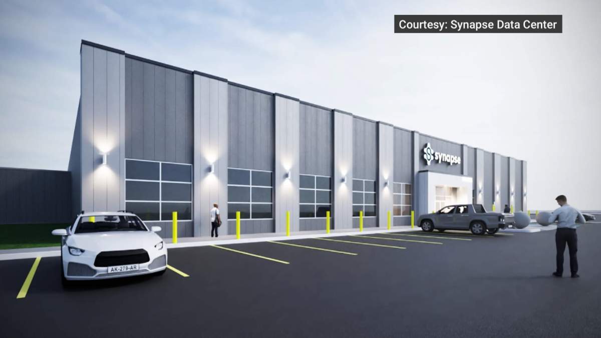 An artist's rendition of what the massive $10B Synapse data centre would look like, once it is completed.