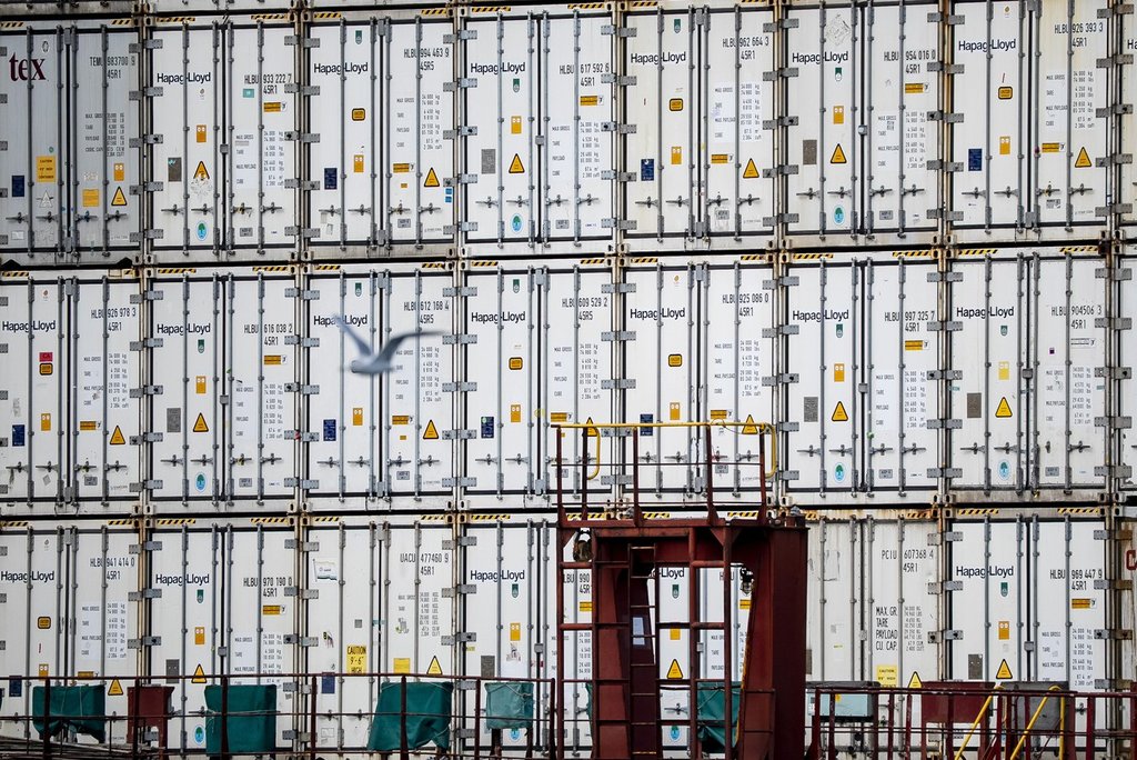 Shipping containers in the Port of Montreal are photographed in Montreal on Thursday, Sept. 11, 2025. THE CANADIAN PRESS/Christopher Katsarov.