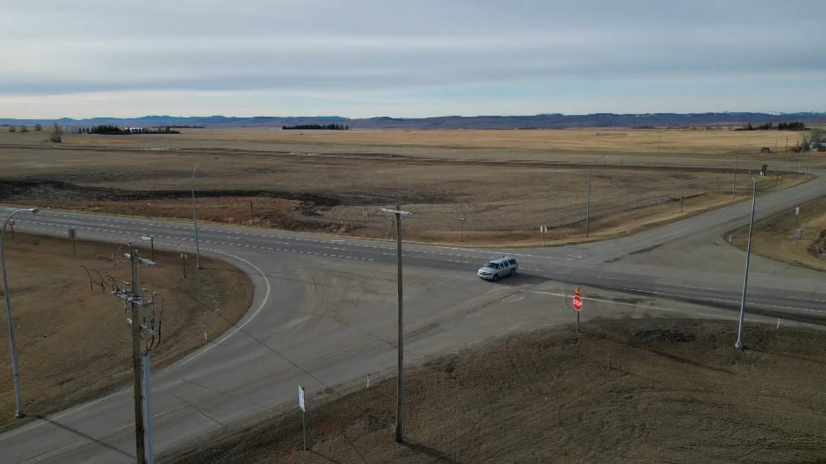 This shot, taken by a drone, shows the intersection at the north end of Stavely, where the fatal crash happened.