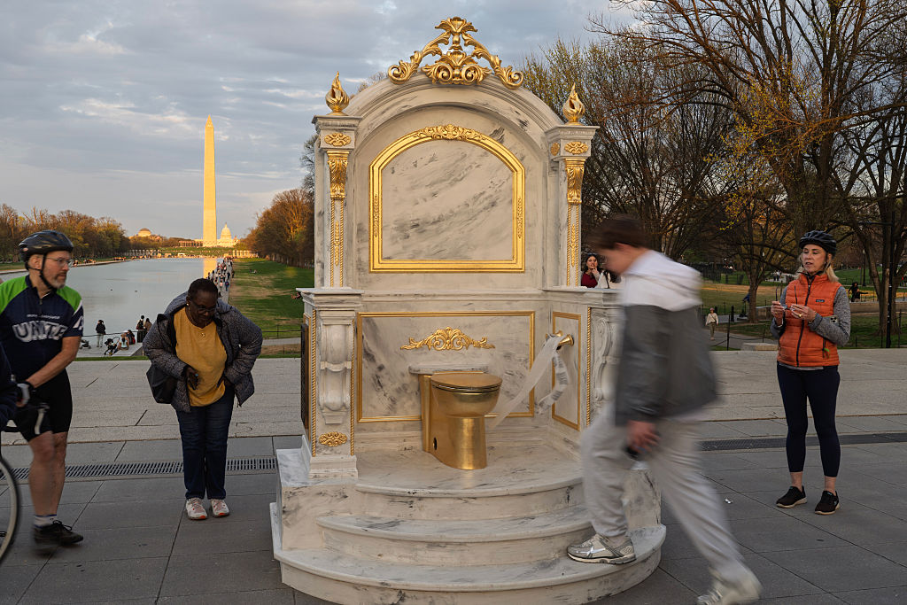 Golden toilet ‘installed’ on National Mall, mocking Trump White House reno