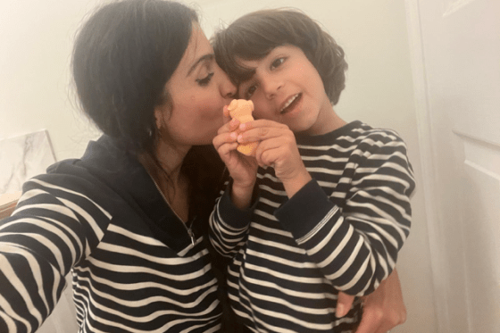 Natasha Hepburn and her eight-year-old son, Nathan.