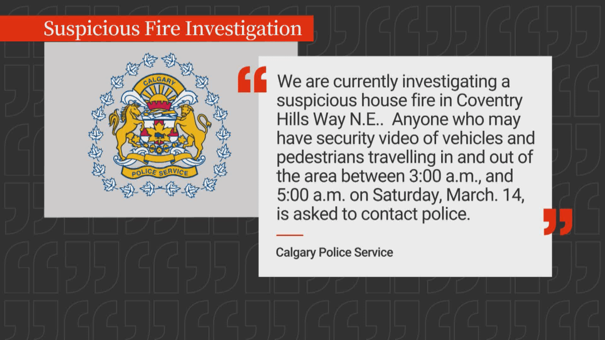 Calgary Police Suspicious Fire Statement