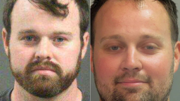 Left: Joseph Duggar. Right: His older brother Josh Duggar. Joseph was arrested on March 18, 2026 on child molestation charges. Josh is currently serving over 12 years in prison on possession of child abuse sex images.