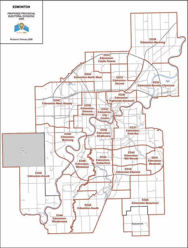 Among the Alberta Electoral Boundaries Commission's recommendations is that six ridings in Edmonton’s urban core be consolidated into five with several of them also given new names.