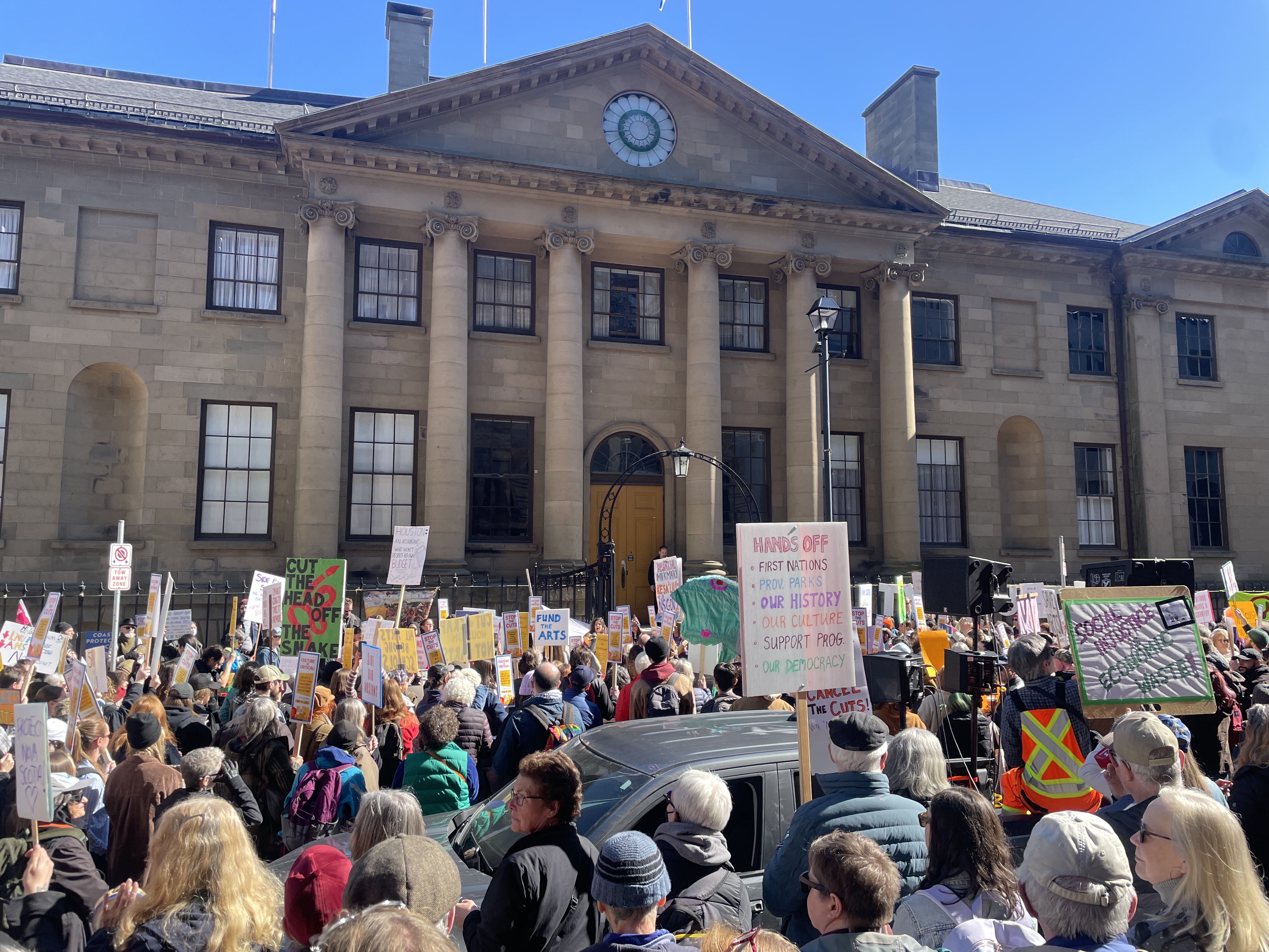 Nova Scotia’s legislature closed to public after singing protesters interrupt budget vote