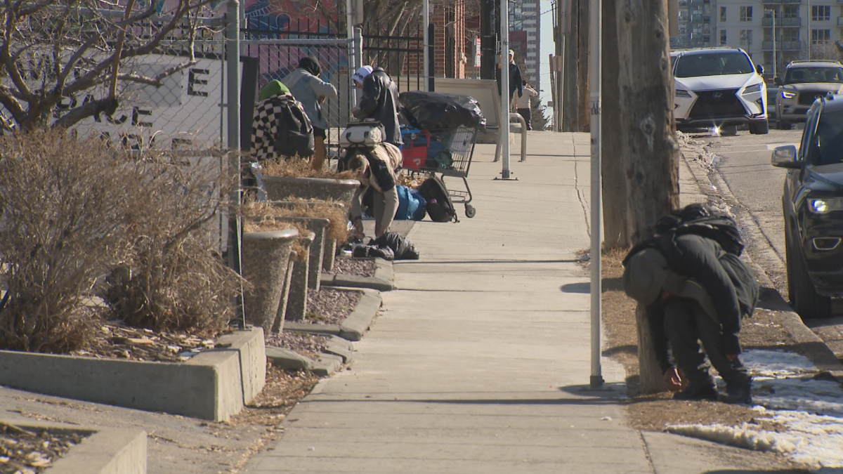 A handful of people suffering from addictions on a Calgary sidewalk