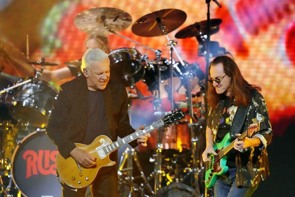 Rush perform at the 2026 Juno Awards in Hamilton, on Sunday, March 29, 2026.