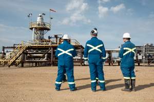 Workers at the Cenovus Christina Lake oilsands facility steam-assisted gravity drainage (SAGD) pad southeast of Fort McMurray, Alta., on Wednesday, April 24, 2024.