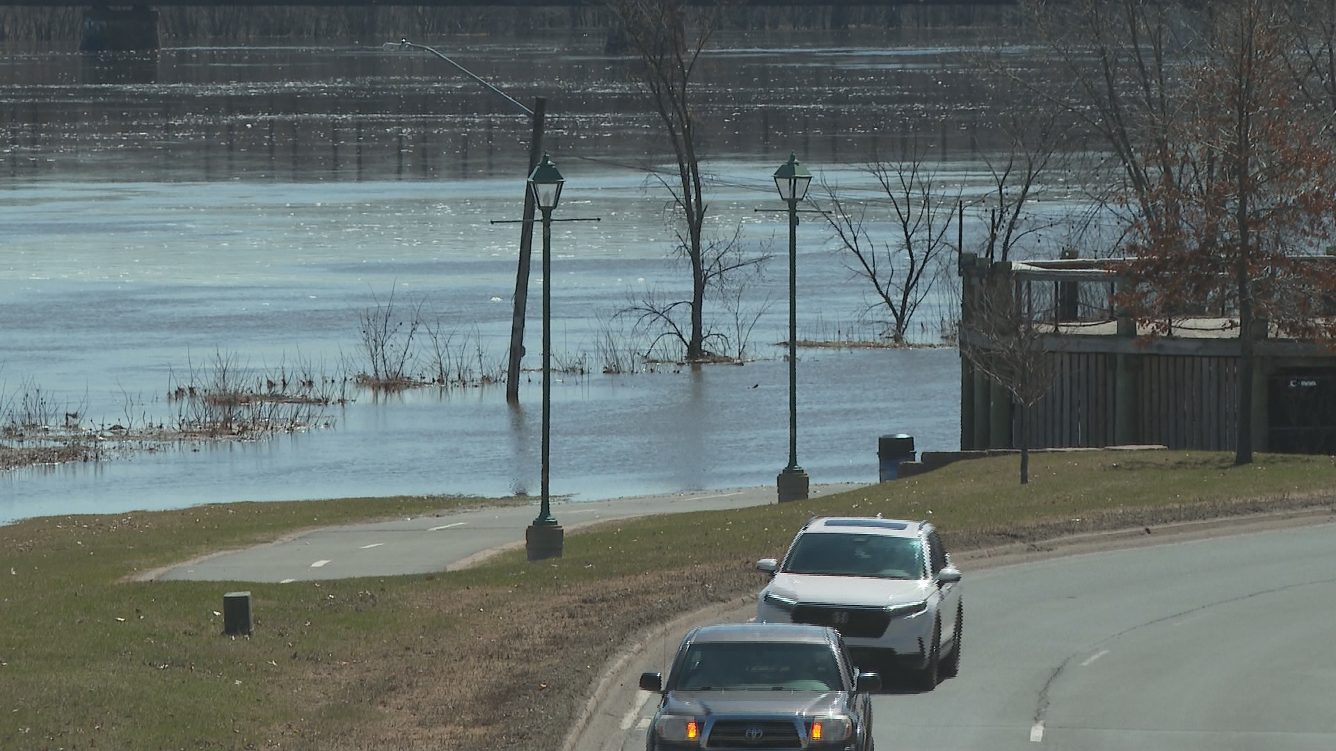 Parts of New Brunswick’s Saint John River at or near flood level