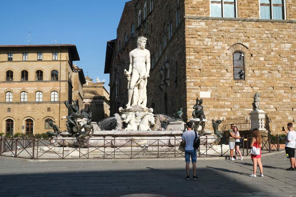The Fountain of Neptune in 'Piazza della Signoria' square.