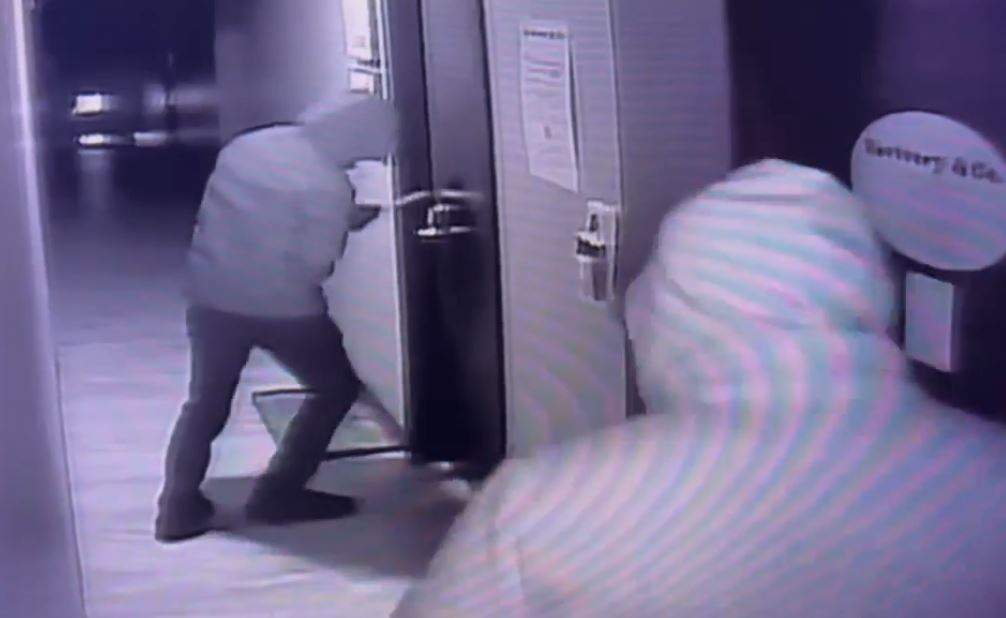 A photo taken from security camera video shows the thieves breaking into Reviver and Co. Laser Hair Removal and Skin Aesthetics salon in Cochane before stealing a high end laser machine worth about $100,000.