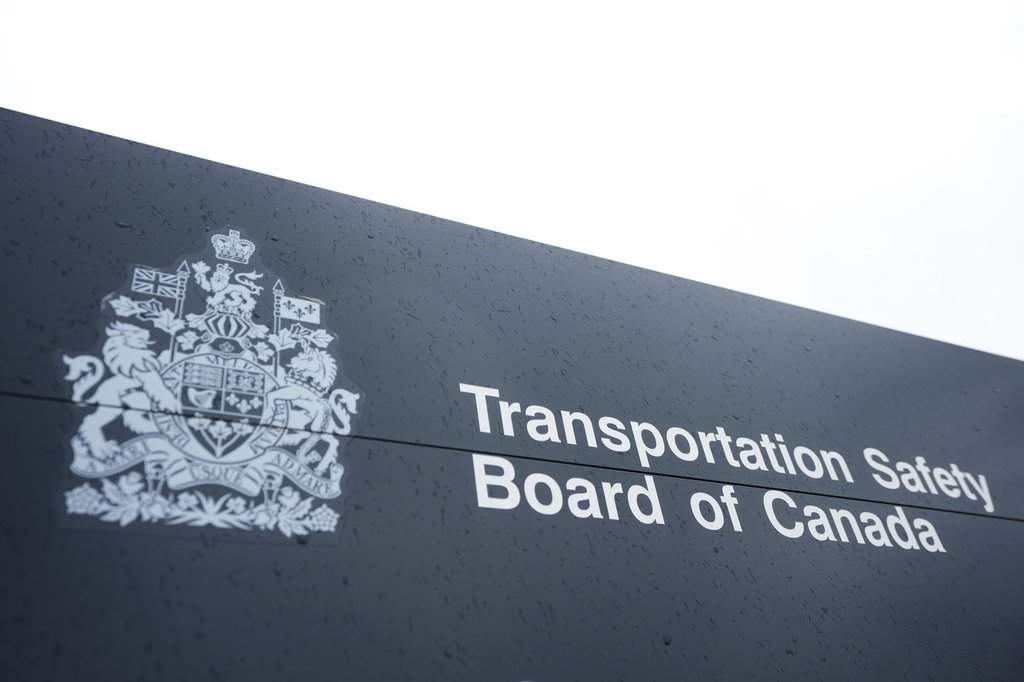 Transportation Safety Board of Canada (TSB) signage is pictured outside TSB offices in Ottawa, Monday, May 1, 2023. THE CANADIAN PRESS/Sean Kilpatrick.