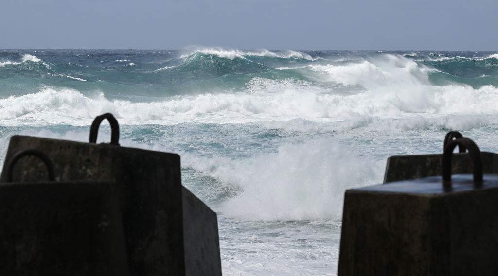 Huge waves crash against the North Wall caused by Cyclone Alfred on March 4, 2025, in Ballina, Australia.