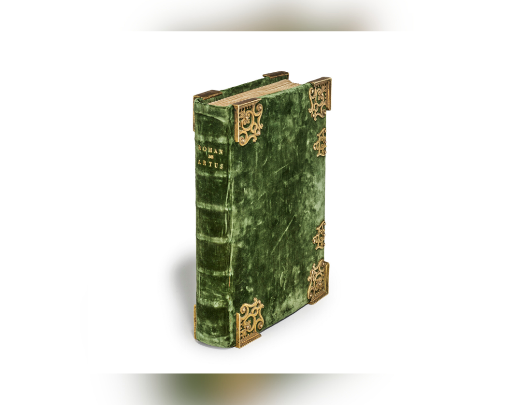 The manuscript is wrapped in 17th-century green velvet.
