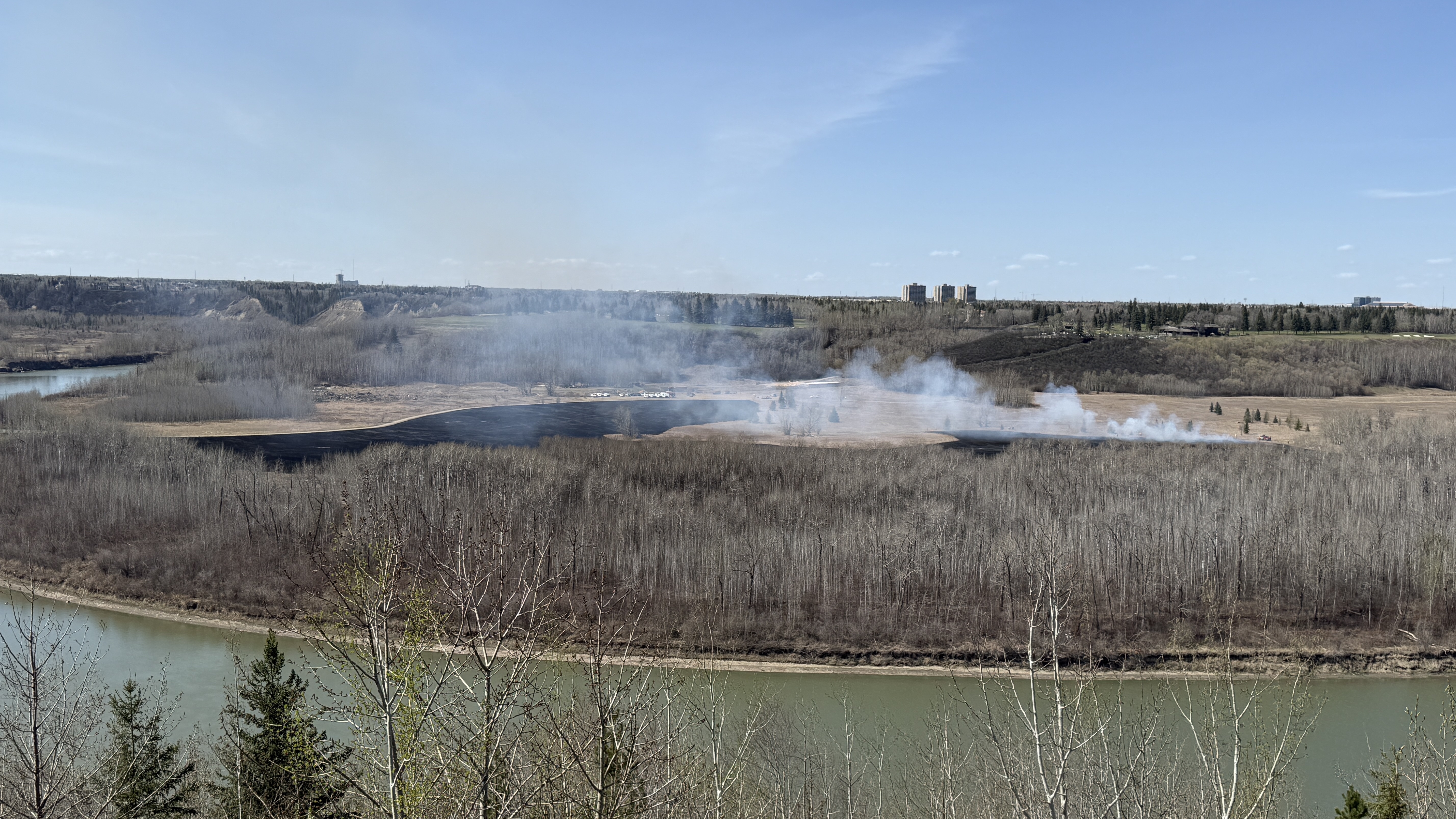 A prescribed burn is conducted in Jan Reimer Park in Edmonton on May 8, 2026.
