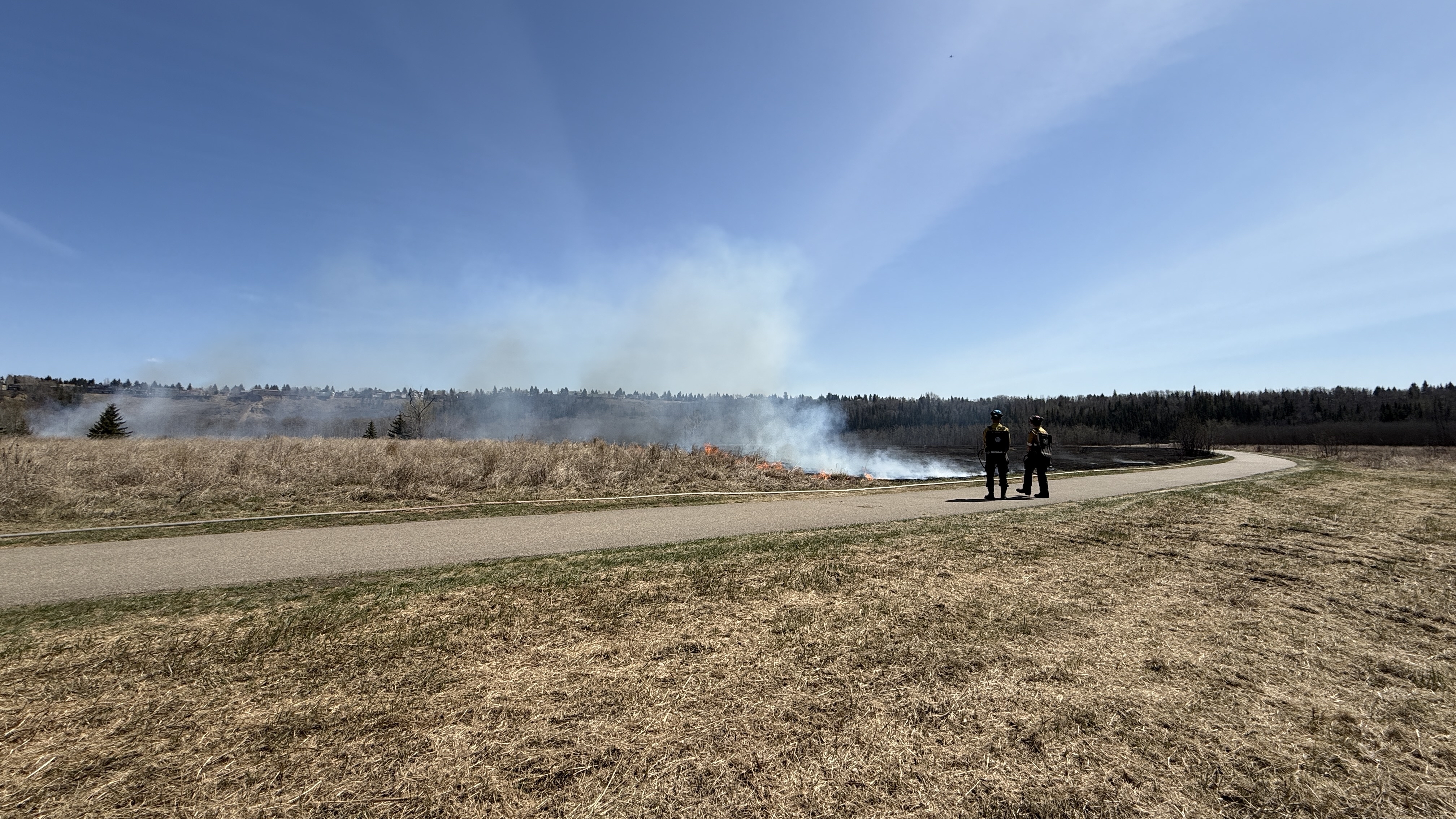 A prescribed burn is conducted in Jan Reimer Park in Edmonton on May 8, 2026.